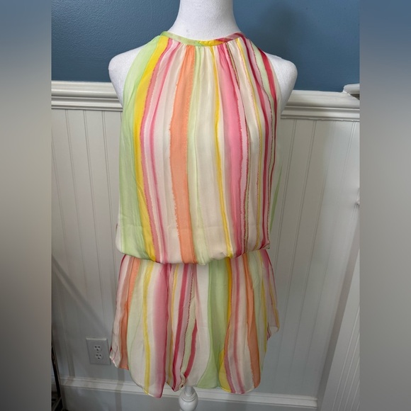 NEW WITH TAGS Ramy Brook Striped Paris Silk Chiffon Sleeveless Minidress~ Med - Picture 6 of 13